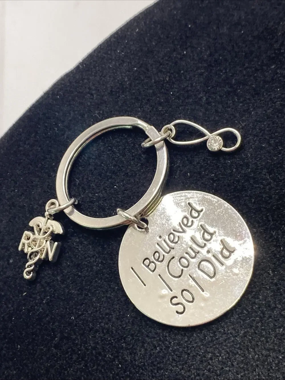 Vintage Registered Nurse Silver Keychain